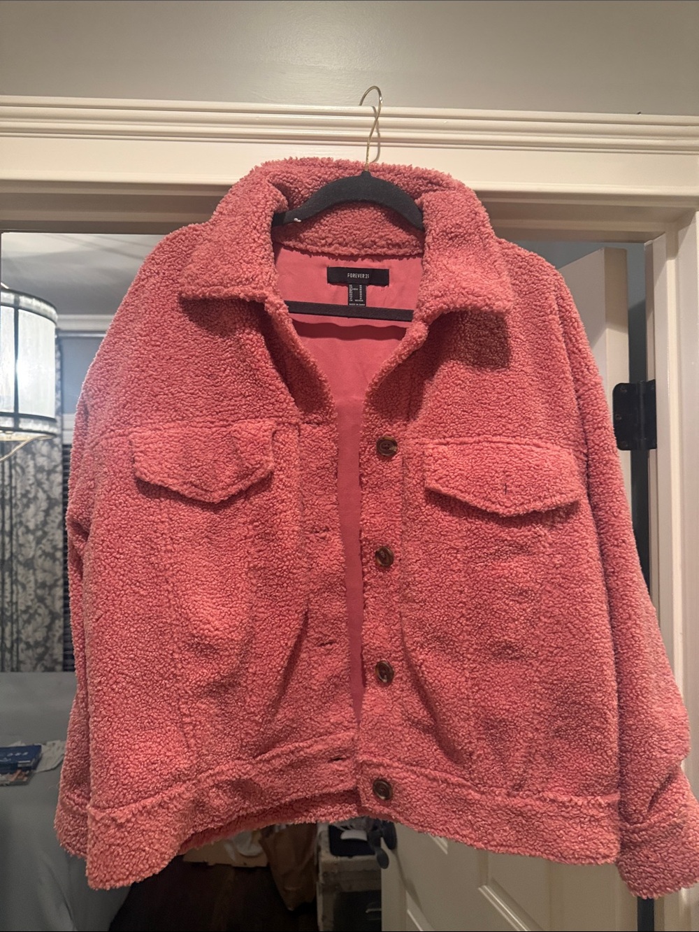 Forever 21 Coral Teddy Sherpa Jacket